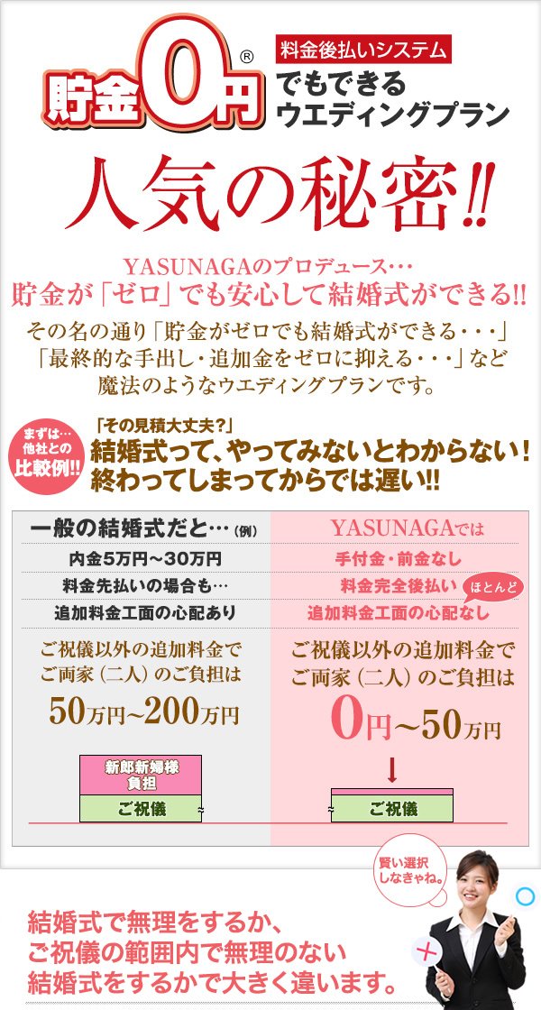 貯金0円でもできるウエディングプラン　人気の秘密