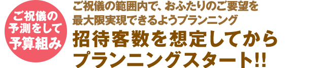 招待客数を想定してからプランニングスタート!!