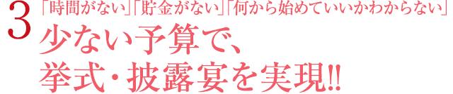 少ない予算で、激安結婚式＆披露宴を実現!!